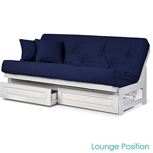 Arden Solid Hardwood Full-Size Futon Set with Storage Drawers