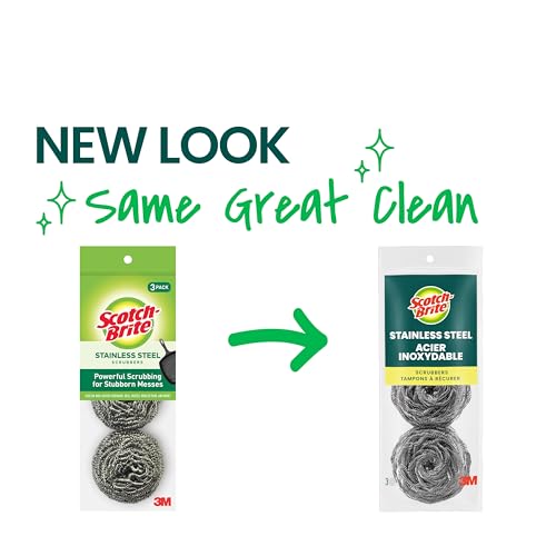 3 Pack Stainless Steel Scrubbers for Heavy Duty Cleaning - Kitchen & Grill Grate Scrubbing Set