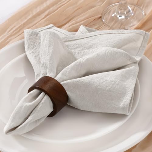Cotton Linen Cloth Napkins Set of 6 - 16x16 Inch Rustic Boho Dinner Napkins