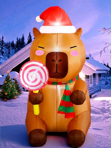 5ft Capybara Christmas Inflatable Outdoor Decor with LED Lights - Anroog