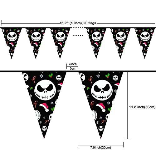 TTBDKKDM Jack Skellington Triangle String Bunting Banner for Christmas & Halloween - J3