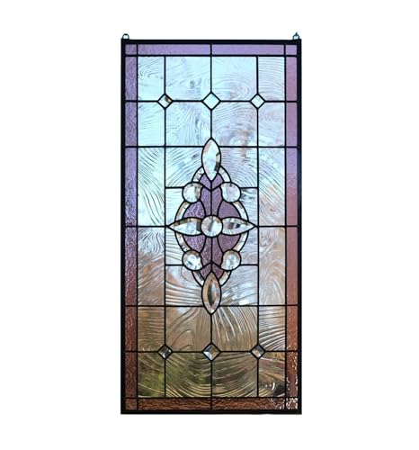 Handcrafted Stained Glass Beveled Window Panel 17" x 35"