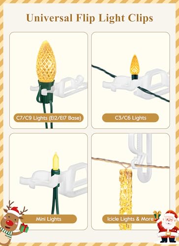 Universal Christmas Light Clips for Gutters and Shingles - 100 Pack