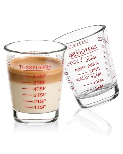 2-Pack Measuring Shot Glass Set with Easy-Read Red Markings