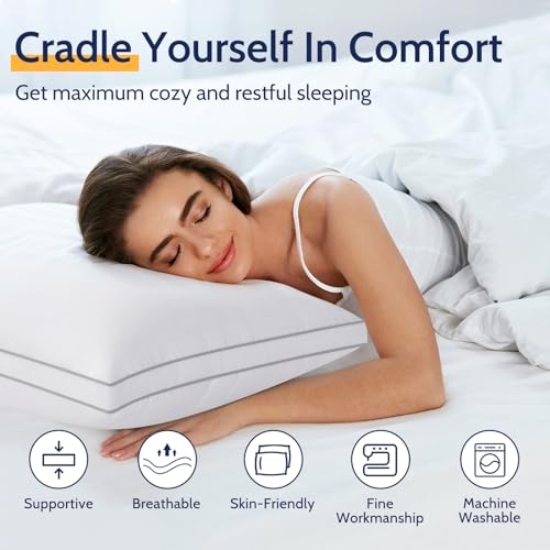 ROUMEA Queen Size Bed Pillows Set of 2 - Soft Down Alternative Hotel Pillows
