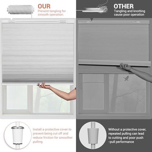 No Drill Cordless Blackout Cellular Shades - Custom Size Honeycomb Blinds