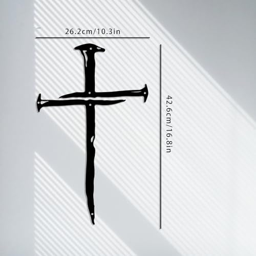 Minimalist Metal Cross Wall Art – 17-Inch Black Iron Religious Home Decor