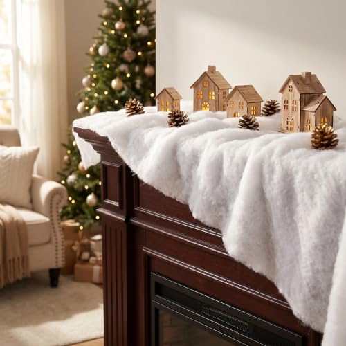 Artificial Snow Blanket Roll 2 Pack - 3' x 8' Fake Snow Cover for Holiday Village