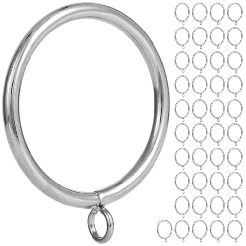 2-Inch Metal Curtain Rings with Eyelets for 1.5-Inch Rods, 42-Pack