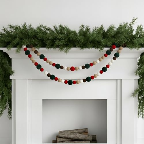 Canlierr 6ft Red & Green Velvet Bead Garland Christmas Tree Decorations