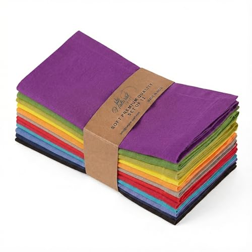12-Pack Cotton Linen Cloth Napkins, 18x18 Inch Washable Table Napkins Set