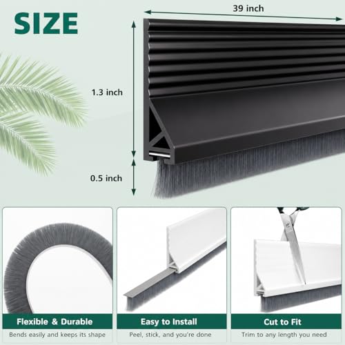 Under Door Draft Stopper with Brush - 39" Self-Adhesive Door Sweep