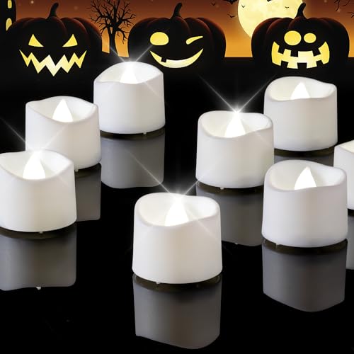 Homemory 24-Pack Flameless Tea Lights Candles – Cool White, White Body, 200+ Hours