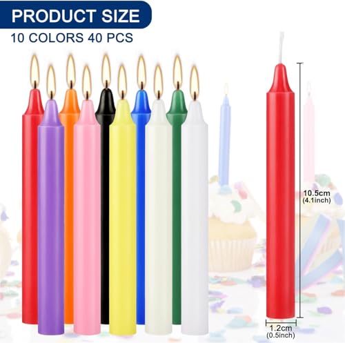 40-Pack Multi-Colored Spell Chime Taper Candles - 4 Inch (10 Colors)