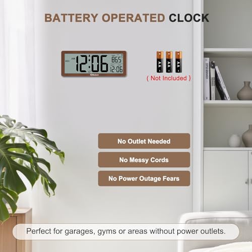8.5-Inch Atomic Digital Wall Clock with Auto Nightlight and Date Display