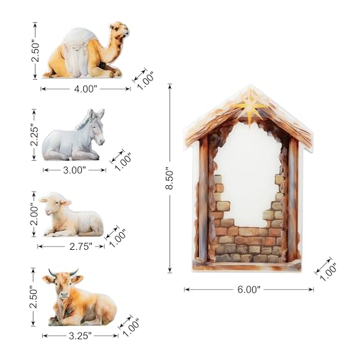 13-Piece Nativity Scene Set with Arch, Hand-Painted Resin Christmas Decor