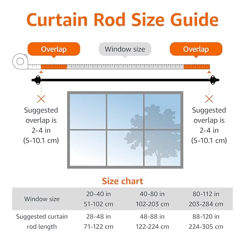 Adjustable Room Darkening Blackout Curtain Rod - 28 to 48 Inch, Black
