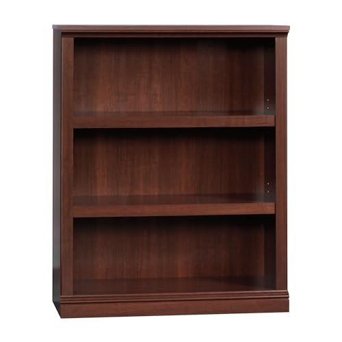 3-Shelf Adjustable Bookcase, Cherry Finish Storage Organizer