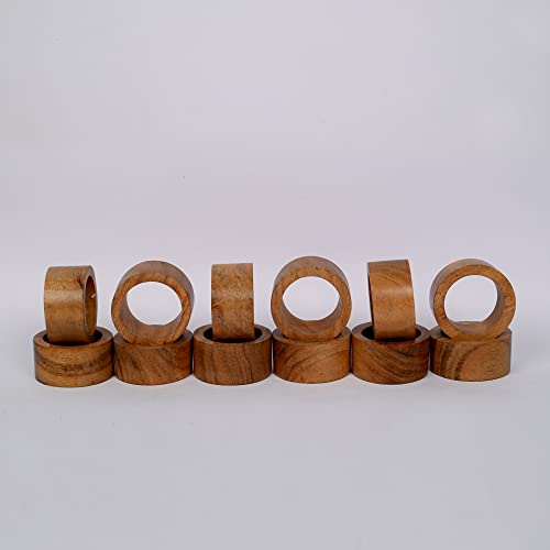 Handmade Acacia Wood Napkin Rings, Set of 12 for Dining Table Decor