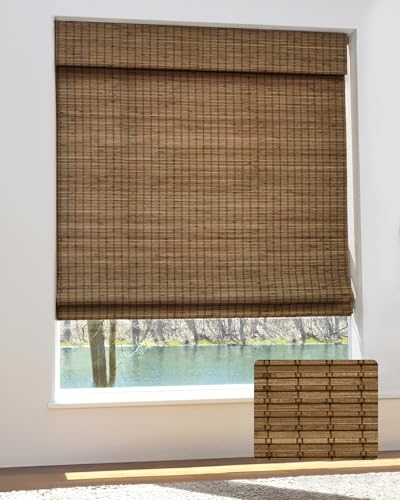 Cordless Bamboo Roman Shades 34.5x64 in | Eco-Friendly Light Blocking Blinds
