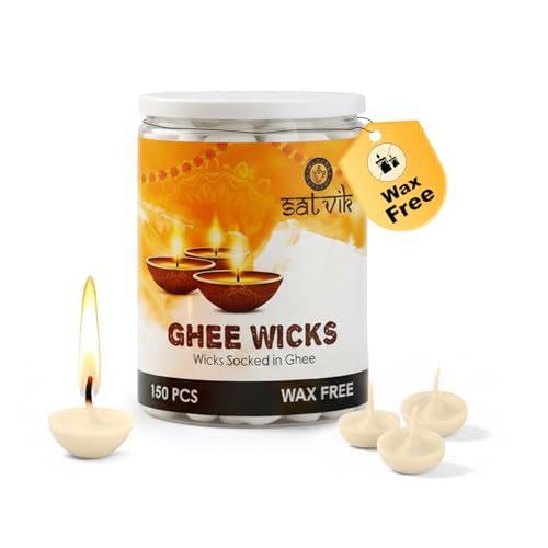 150 Pure Ghee Wicks for Pooja | Ready-to-Use Diya Batti | 30-Min Burn Time