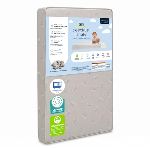Waterproof Mini Crib Mattress - 4 Inch Firm Fiber Core, Hypoallergenic