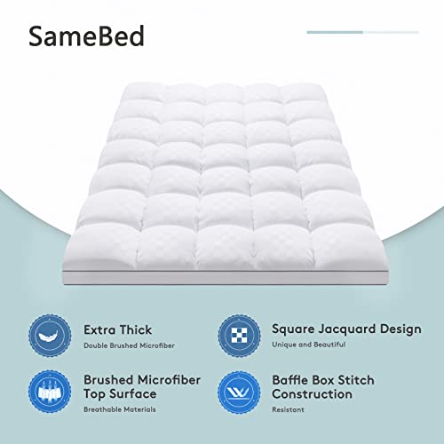 SameBed Queen Mattress Topper - Extra Thick Cooling Down Alternative Pad