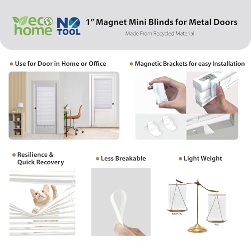 Magnetic Mini Blinds for Metal Doors - 25" W x 42" H, White