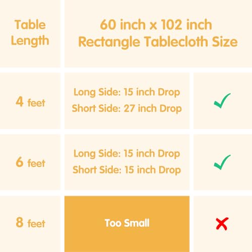 Ivory Rectangle Tablecloths 60x102 Inch (6 Pack) - Stain & Wrinkle Resistant