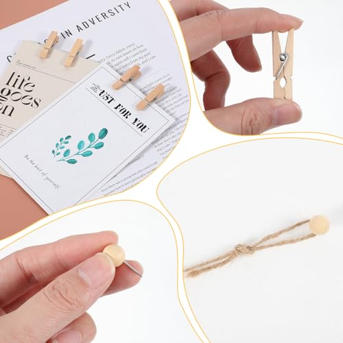 Boho Photo Hanging Display String with 50 Clips - 32.8 Ft Wall Decor