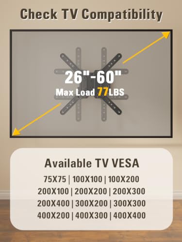 Full Motion TV Wall Mount for 26-60 Inch TVs - Articulating Swivel & Tilt