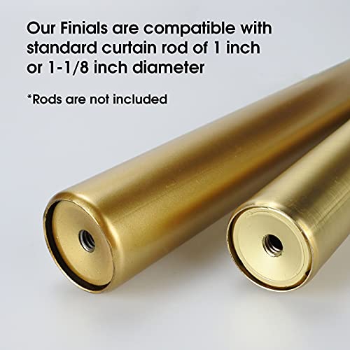 Decorative Gold and Clear Round Curtain Rod Finials, Set of 2