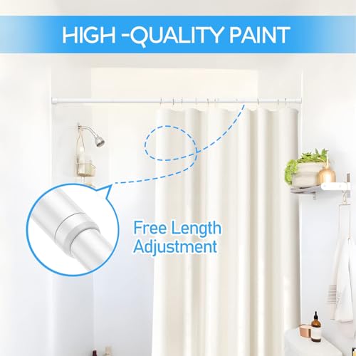 Adjustable Spring Tension Curtain Rod, 28-45 Inch No-Drill Steel Rod, White
