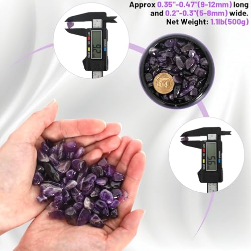 Natural Amethyst Crystal Chips - 1.1lb Bulk Tumbled Gemstones for Crafts & Decor