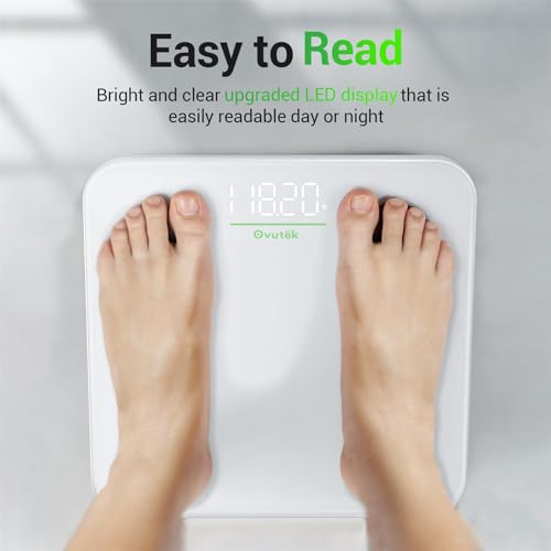 OVUTEK Digital Bathroom Scale for Body Weight, Tempered Glass, 400lb