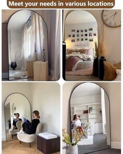 81" x 41" Arched Full Length Floor Mirror, Large Gold Standing Wall Mirror