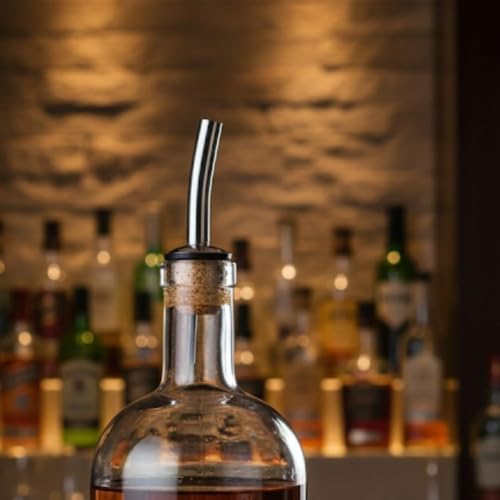 Soro Essentials Free Flow Stainless Steel Liquor Bottle Pourer Set of 12 - High-Speed Bar Spouts