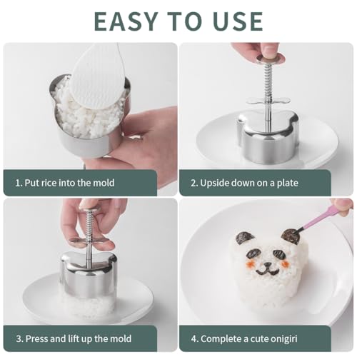 Stainless Steel Onigiri Mold Set 4-Piece Rice Ball Maker Shapes