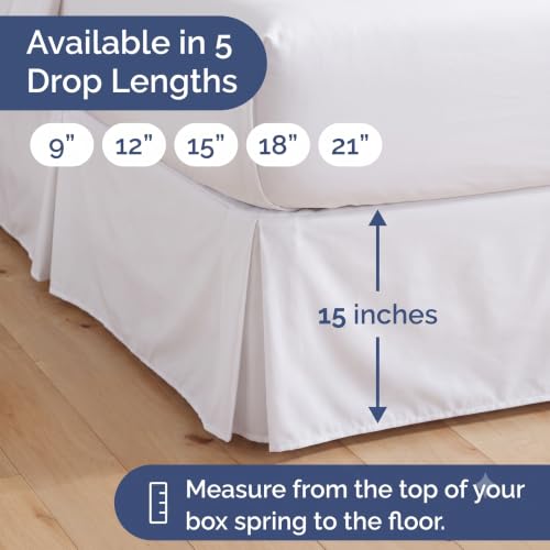 King Size Pleated Bed Skirt - 15 Inch Drop Soft Microfiber Dust Ruffle, White