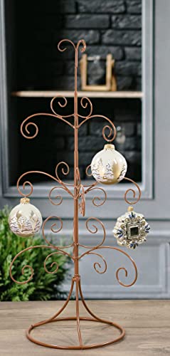 Red Co. Copper 22” Metal 4-Tier Ornament Display Tree Stand – Holiday Decor Holder