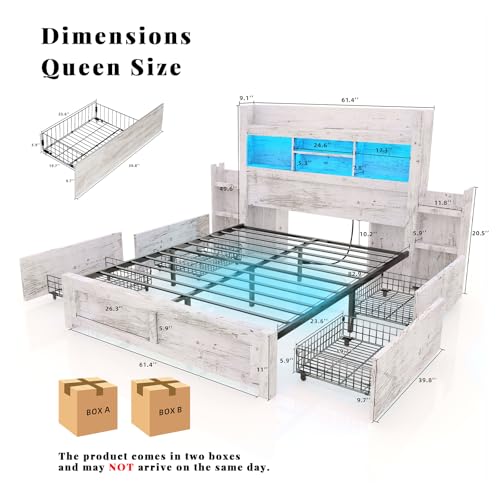 5-Piece Queen Bedroom Furniture Set with Storage Bed and Charging Nightstands