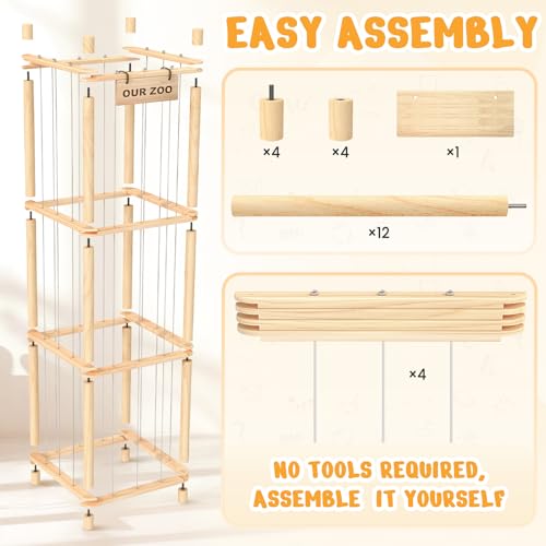 Woodure Wooden Stuffed Animal Storage Zoo & Toy Holder for Playrooms