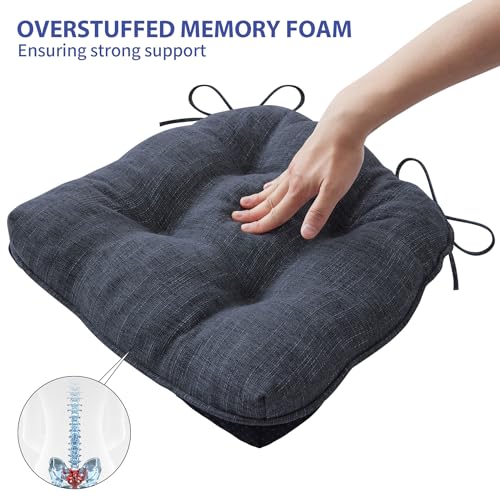 Memory Foam Dining Chair Cushions, 15.5-inch Non-Slip Seat Pads (Set of 4)