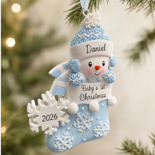 Personalized Baby's First Christmas Ornament - Custom Name Handpainted Resin