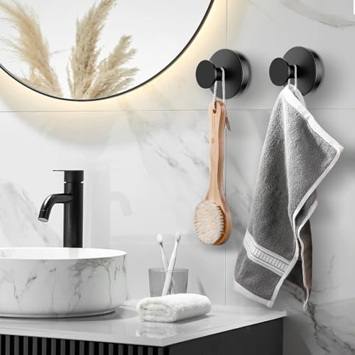 Heavy Duty Suction Cup Hooks - Stainless Steel Shower Towel Hooks, 4 Pack