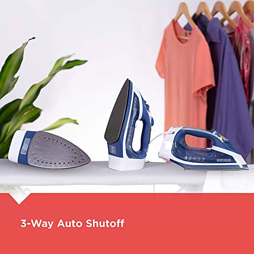 Retractable Cord Steam Iron with Nonstick Soleplate and Anti-Drip Technology