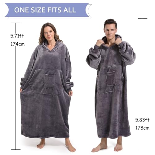 Oversized Wearable Blanket Sweatshirt, Thick Fleece Sherpa Hooded Loungewear