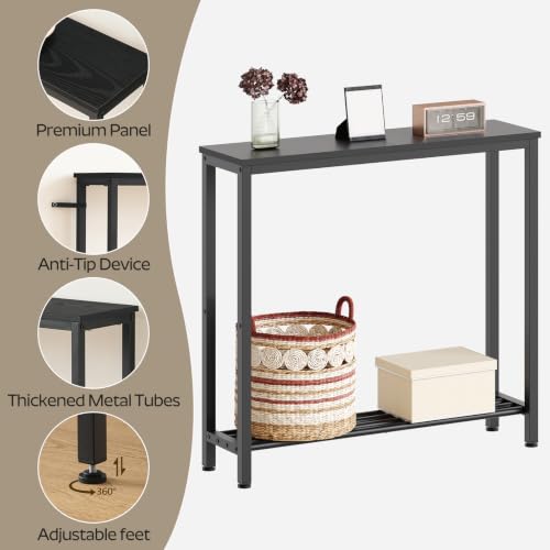 Narrow Console Table, 2-Tier Small Sofa Table for Entryway, 29.5-Inch