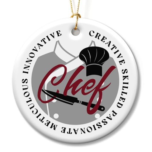 Ceramic Christmas Ornament for Chef - Kitchen Lover Gift, Hanging Decor