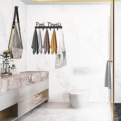 8-Hook Pool Towel Rack - Wall Mount Carbon Steel Organizer for Bathroom
